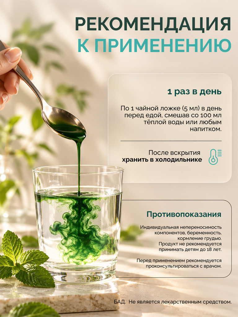 Хлорофилл жидкий для похудения с мятой 500 мл., MedCraft