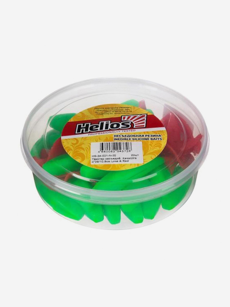 Мягкая приманка Helios Kasandra, 4"29/10,9 см, Lime & Red, 20 штук (HS-34-021-N-20)