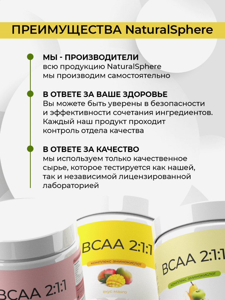 ВСАА 2:1:1, NATURALSPHERE, 180 г, яблоко-груша