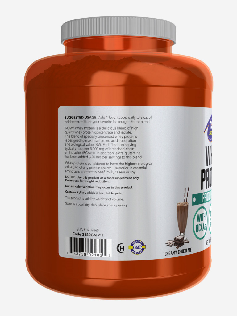 NOW Сывороточный протеин сливочный шоколад 2268 г порошок в банке с мерной ложкой