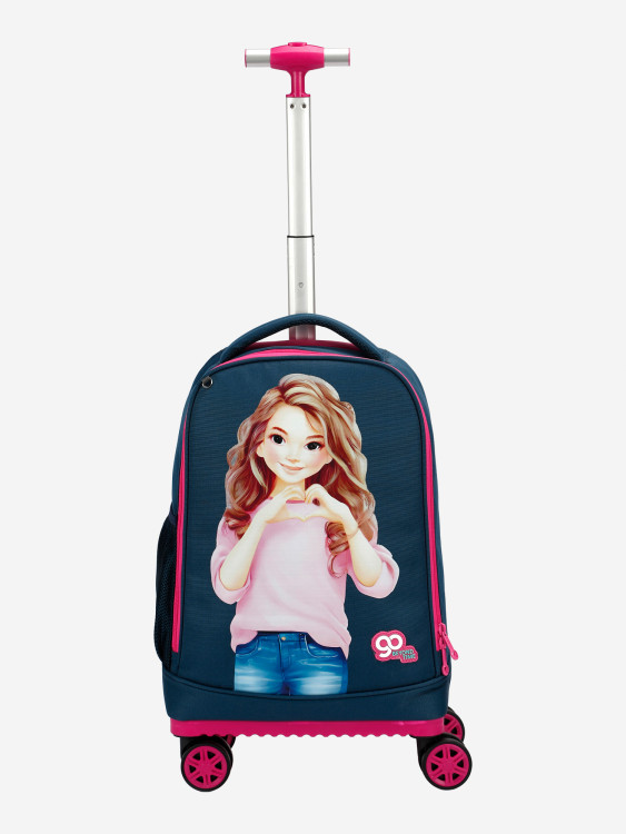 Чемодан детский BEYOND TIME D15 Девочка с сердечком синий