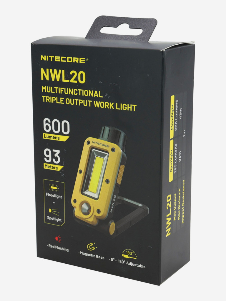 Повседневный фонарь EDC NITECORE NWL20 многофункциональный рабочий фонарь 600 люмен, регулировкой от 0° до 180°, магнитным основанием