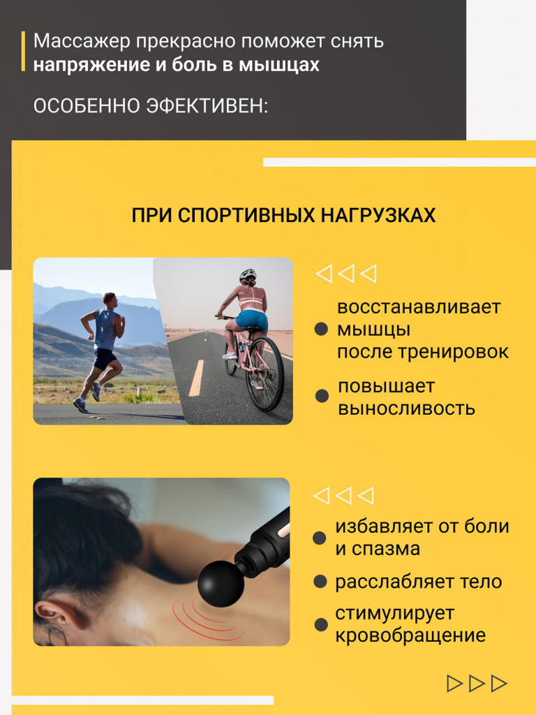 Перкуссионный спортивный массажер для тела Qualigo 6 скоростей