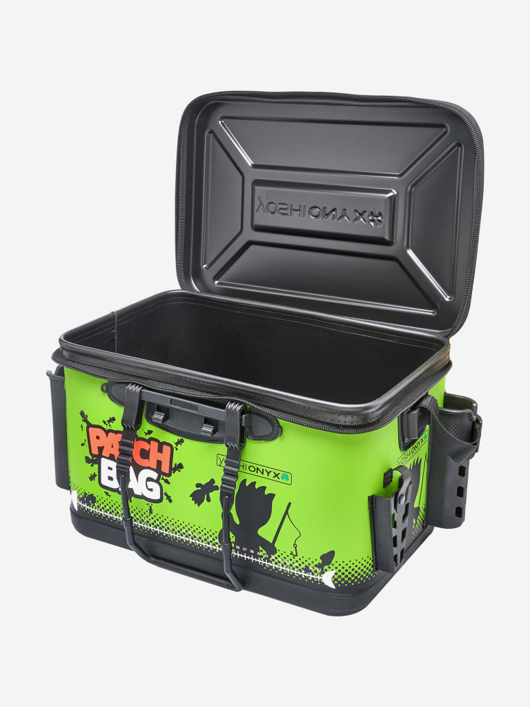 Сумка рыболовная Yoshi Onyx Patch Bag 45х28х29 с держателями для удилищ и инструмента, черно-салатовая