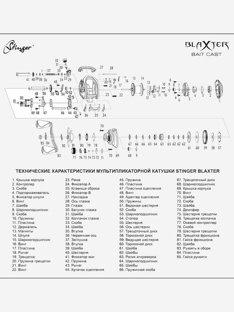 Катушка для рыбалки мультипликаторная Stinger Blaxter Bait Cast BLC100L
