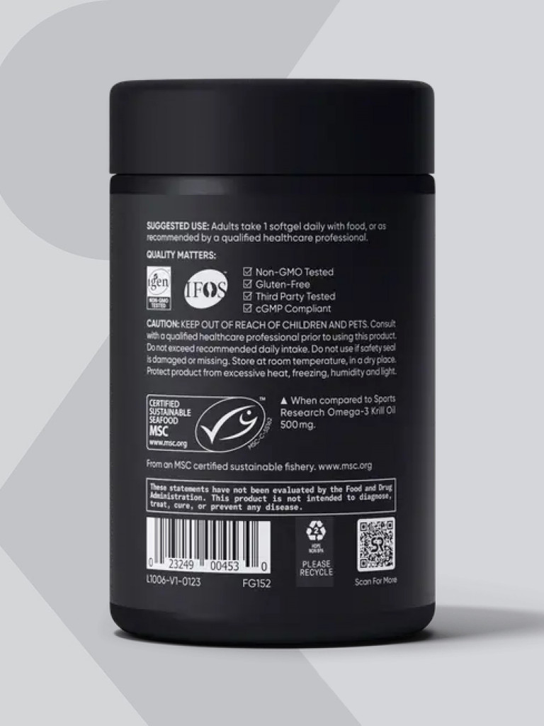 Масло антарктического криля Sports Research, 60 желатиновых капсул