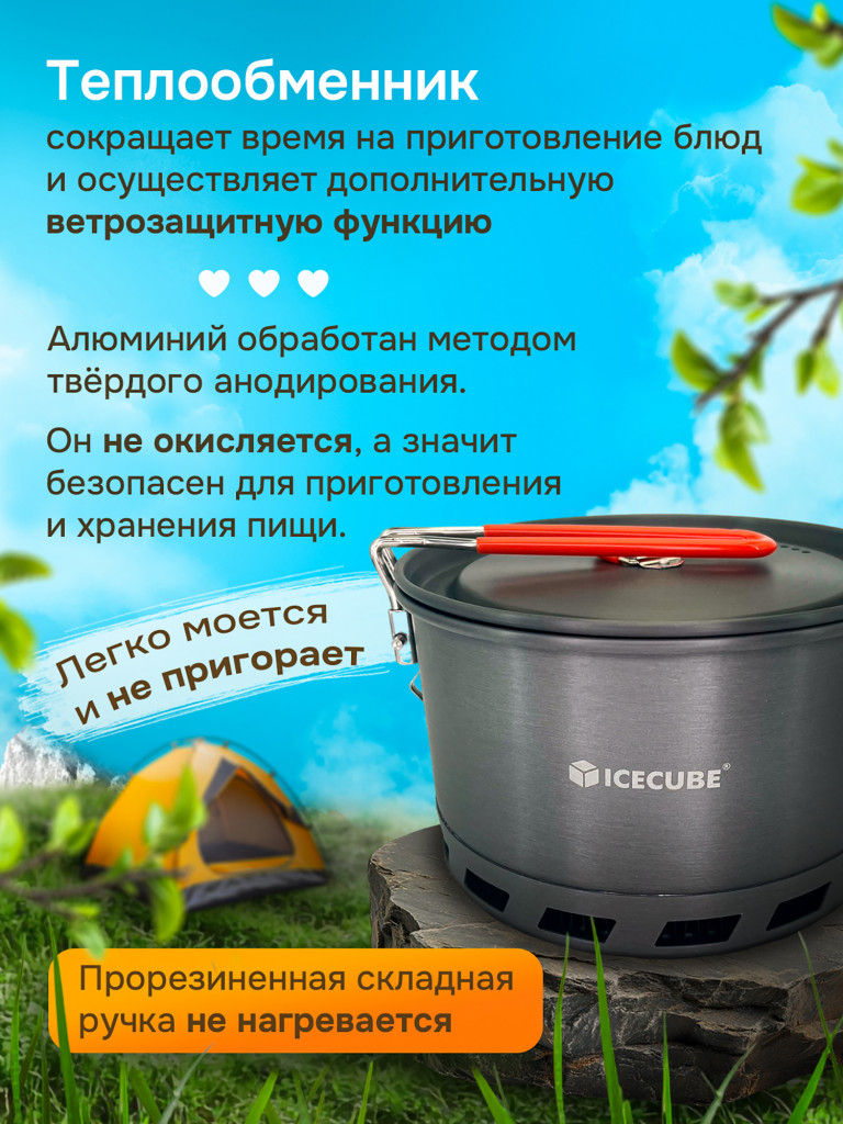 Кастрюля походная с теплообменником Ice Cube AC-21, 2.1 л