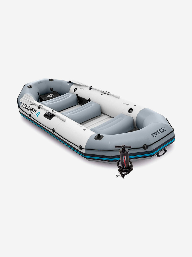Лодка Intex 68376NP надувная "Mariner 4" Set алюминиевые вёсла 137см, насос , 328х145х48см