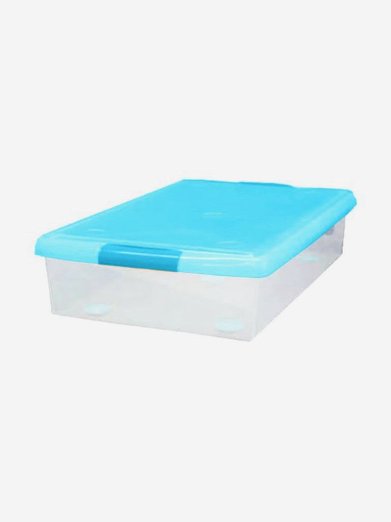 Короб для xранения IRIS OHYAMA THIN BOX 34л, прозрачный-голубой