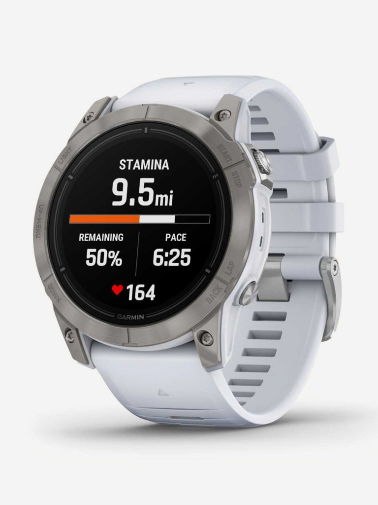 Спортивные часы Garmin EPIX PRO (Gen 2) Sapphire Edition 51 мм, титановый белый, DLC, белый силиконовый ремешок