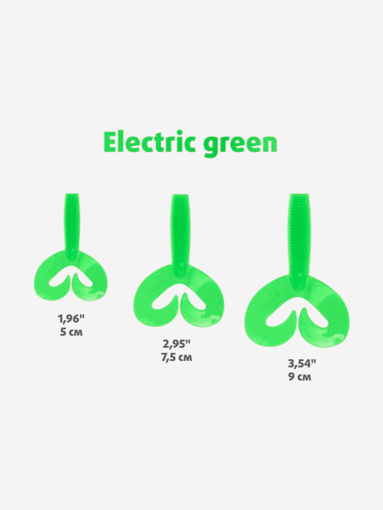 Мягкая приманка Helios Credo Double Tail, 3,54" / 9 см, Electric green, 5 штук (HS-28-007)