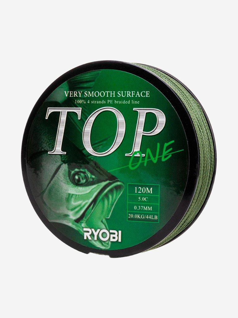 Шнур плетеный для рыбалки Ryobi TOP PE4X, 120м, 0,370мм, 20кг, темно-зеленый