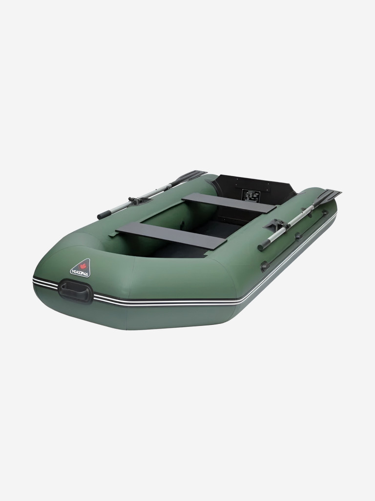 Лодка ПВХ надувная под мотор Yukona 280 TL двухместная для рыбалки, зеленая