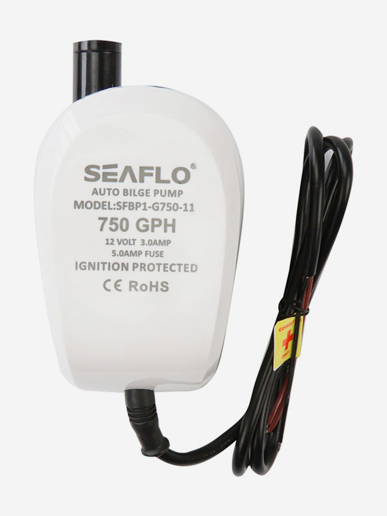 Помпа водооткачивающая автоматическая SeaFlo 12V, 750 галлон/час, трюмная, патрубок 19 мм