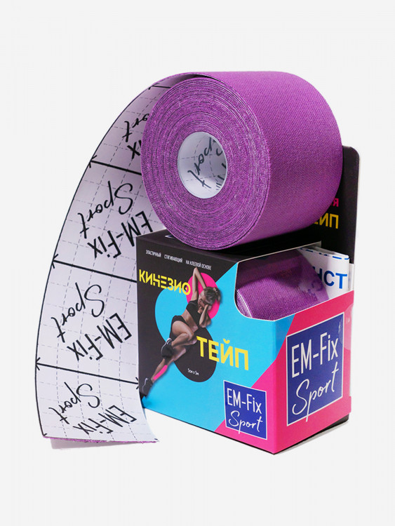Кинезиотейп "EМ-Fix Sport" усиленной фиксации, 5 см х 5 м,фиолетовый