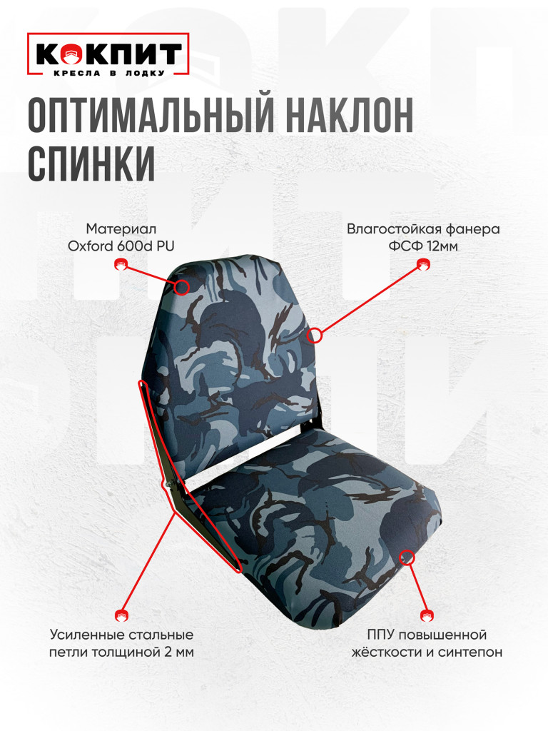 Кресло складное непромокаемое в лодку ПВХ Кокпит