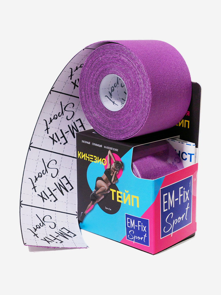 Кинезиотейп "EМ-Fix Sport" усиленной фиксации, 5 см х 5 м,фиолетовый