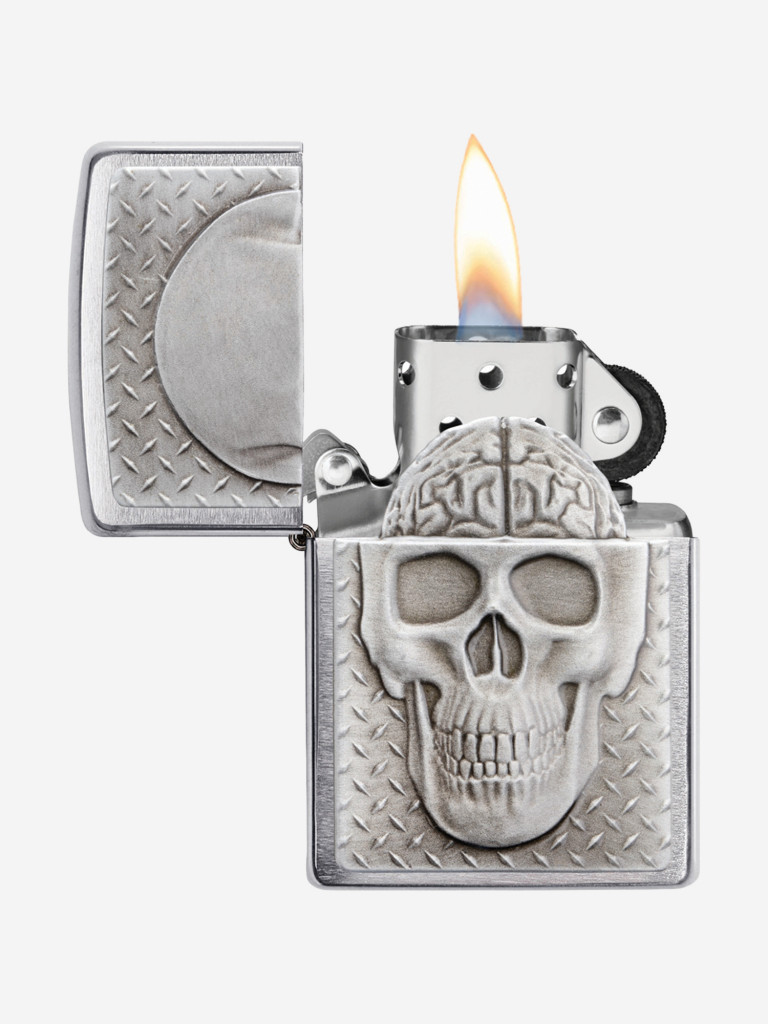 Зажигалка Zippo Skull Design Brushed Chrome