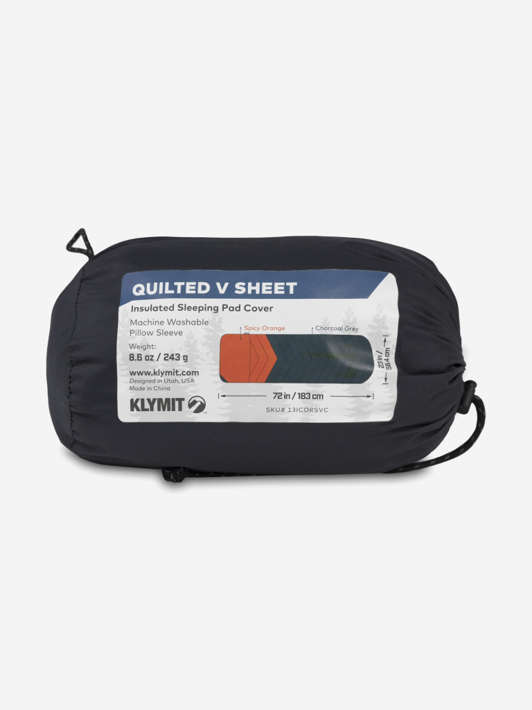 Чехол для надувного коврика KLYMIT Quilted V Sheet (13ICORSVC) серо-оранжевый