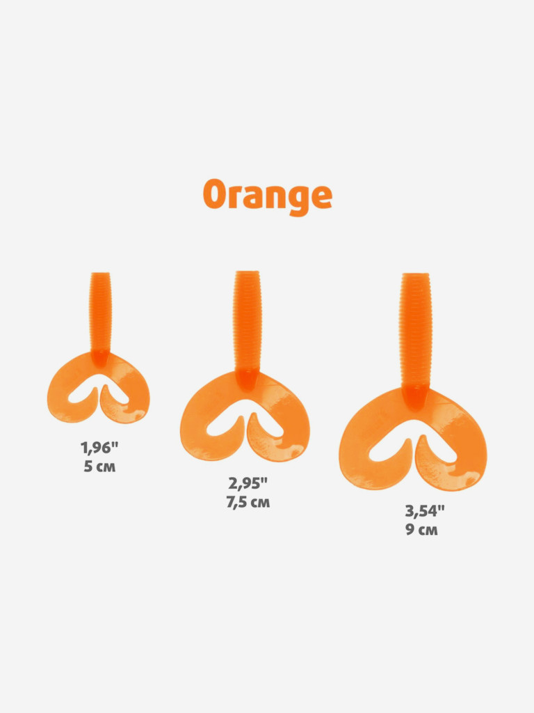 Мягкая приманка Helios Credo Double Tail, 3,54" / 9 см, Orange, 5 штук (HS-28-024)