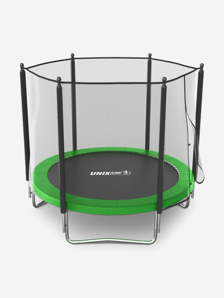 Батут каркасный UNIX Line Simple 8 ft Green с внешней защитной сеткой, общий диаметр 244 см, до 140 кг