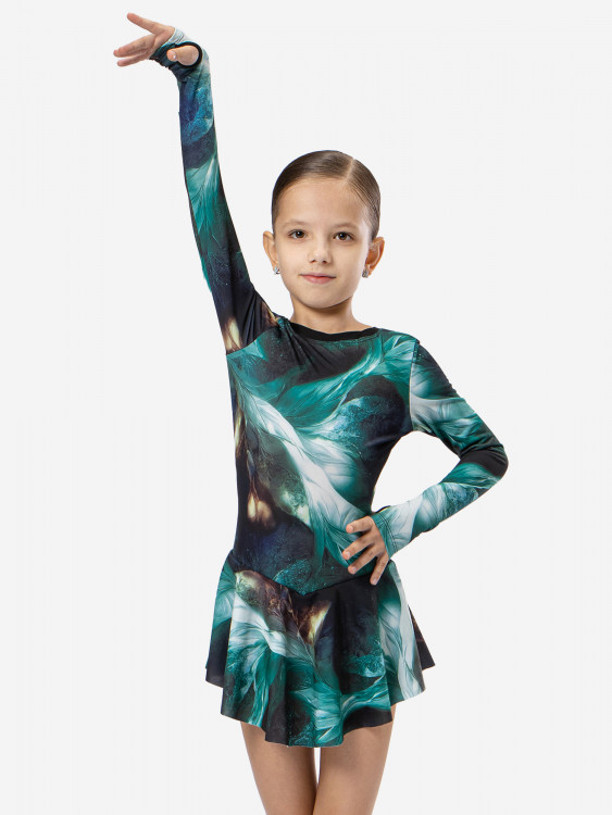 Платье детское ШарЛиС для танцев и гимнастики Уинд грин