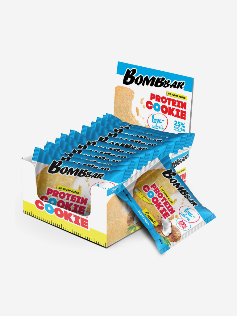 Низкокалорийное печенье 12 шт. Bombbar со вкусом "Кокос", 40г. х 12шт.