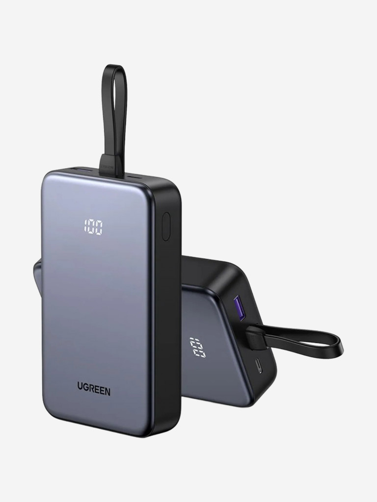 Внешний аккумулятор UGREEN PB505 (45762) 20000mAh Quick Charging Power Bank 20W со встроенным кабелем USB-C