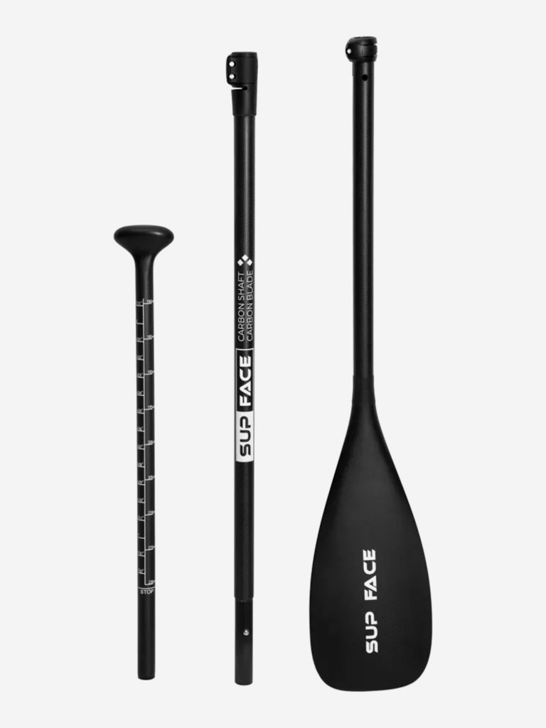 Весло для SUP SUP face Rigida, карбоновое, 3-частное, черное