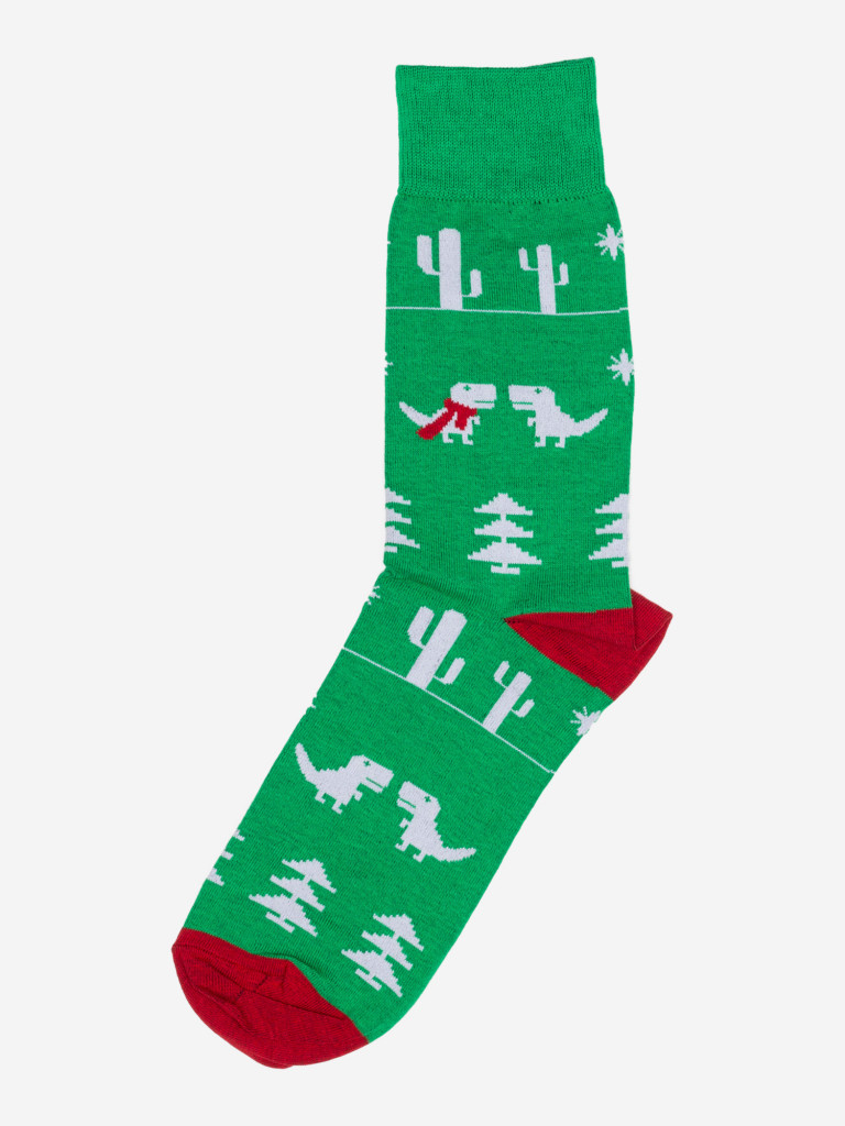 Новогодние носки St.Friday Socks с динозаврами зеленый/белый/красный цвет —  купить за 449 руб. со скидкой 10 %, отзывы в интернет-магазине Спортмастер