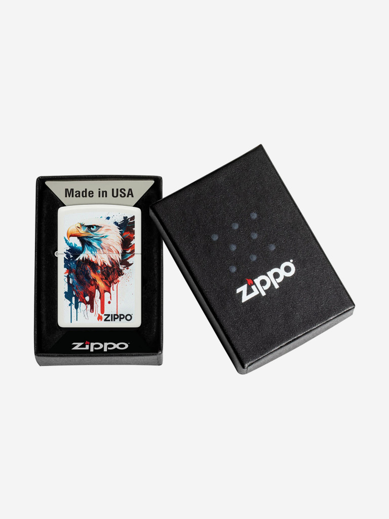 Зажигалка бензиновая ветроустойчивая Zippo Painted Eagle Design White Matte