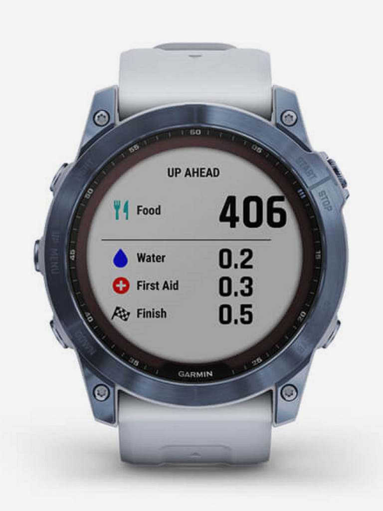 Часы Garmin Fenix 7X Sapphire Solar с подзарядкой от солнца, титановый синий минерал DLC с белым ремешком 010-02541-15