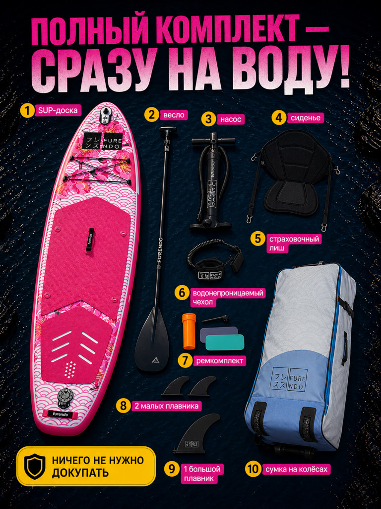 Sup-доска Furendo Blossom 11', 335х89х15 см