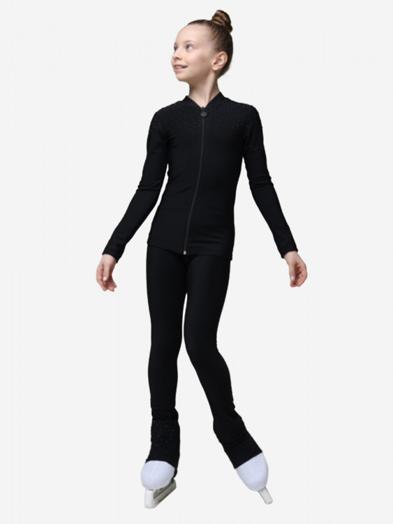 Костюм спортивный для фигурного катания с черными стразами "Александра" IceDress