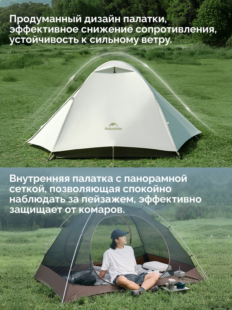 Палатка Naturehike Cloud-Creek CNK2300ZP024, двухместная, Vinyl Edition, белый