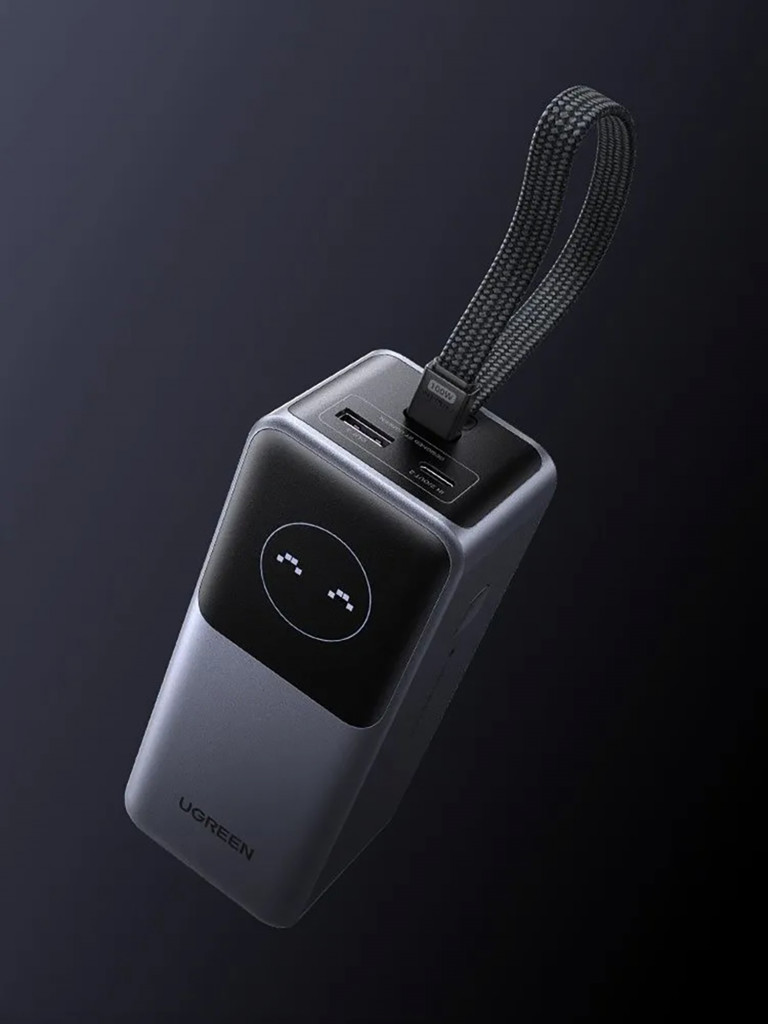 Внешний аккумулятор со встроенным кабелем UGREEN PB723 (55365B) 130W Power Bank with Built-in Cable