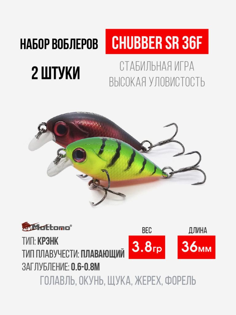 Набор воблеров для рыбалки Chubber 36F "2в1" крэнк плавающий