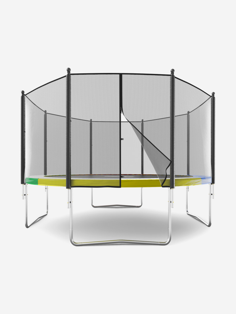 Батут каркасный UNIX Line Simple 12 ft Color с внешней защитной сеткой, общий диаметр 366 см, до 150 кг