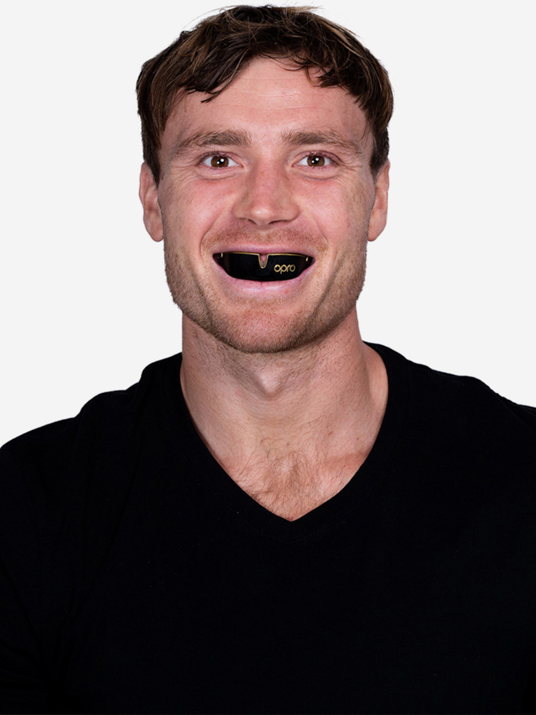 Боксерская капа взрослая, спортивная, защитная для зубов OPRO Self-Fit Gold - Black/Gold