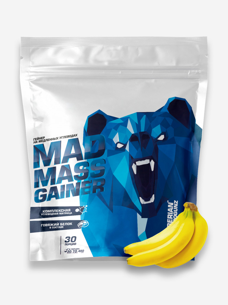 Гейнер MAD MASS GAINER Банан 3600 г SIBERIAN NUTROGUNZ