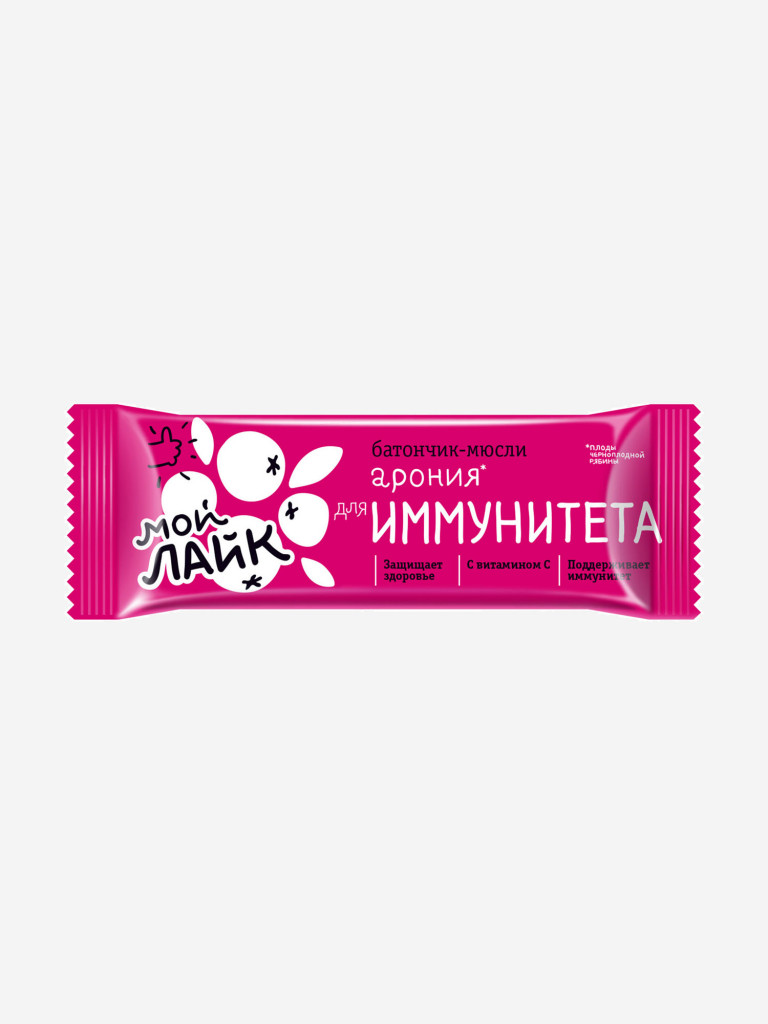 Батончик мюсли Мой Лайк от Леовит. Арония для иммунитета. Упаковка 30шт. по 25г.