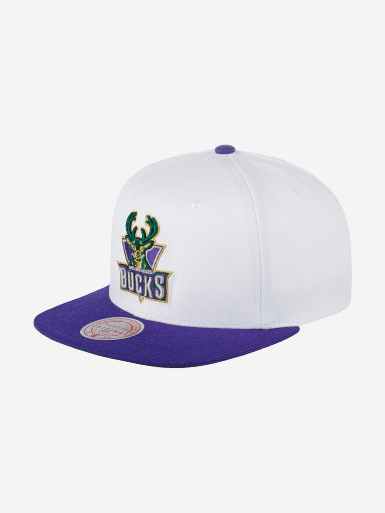Бейсболка с прямым козырьком MITCHELL NESS 6HSSSH21294-MBUWHPR Milwaukee Bucks NBA