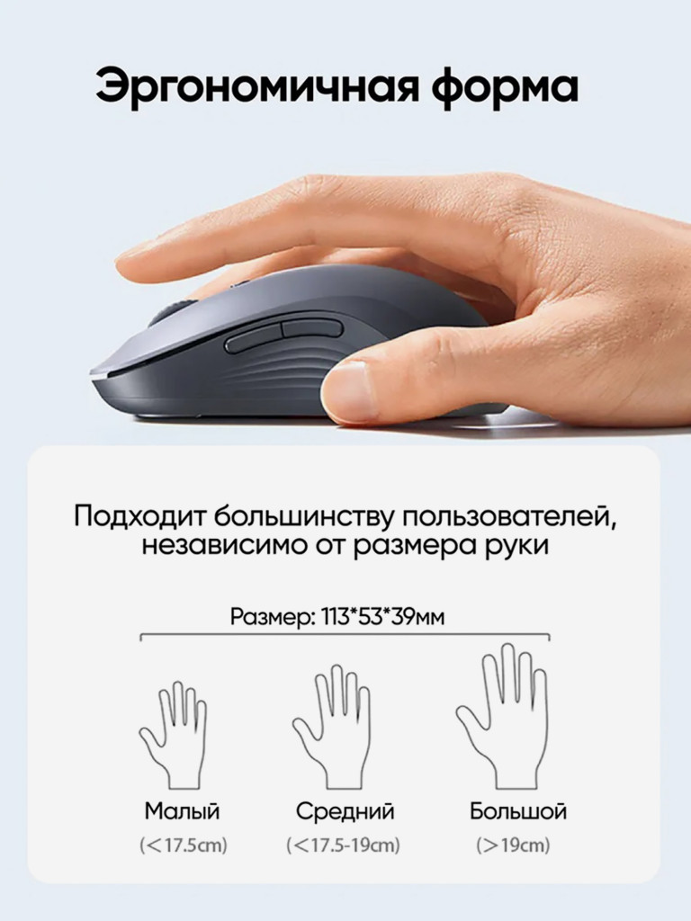 Мышь компьютерная беспроводная UGREEN M556 (75129) Multi-mode Wireless Mouse BT&GHz