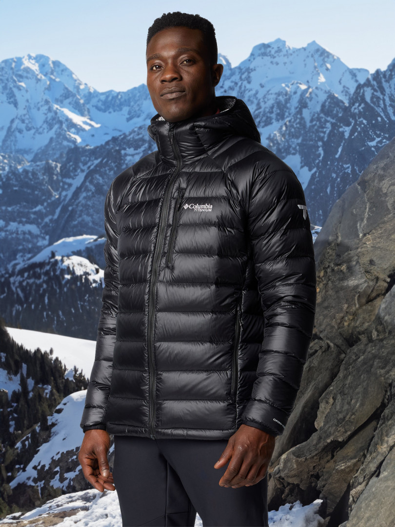 фото Пуховик мужской columbia arctic crest down hooded jacket, черный