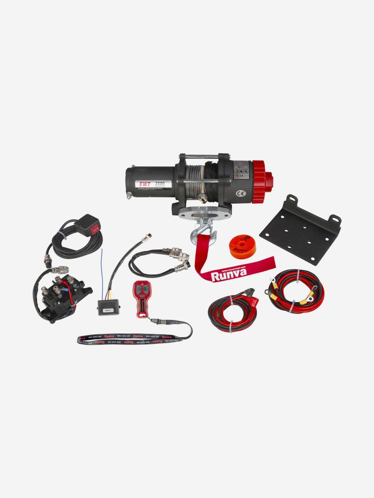 Лебедка электрическая 12V Runva 3500A lbs 1588 кг (синтетический трос)