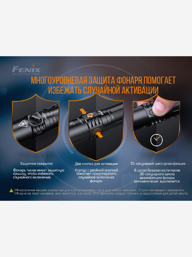 Фонарь Fenix ручной LD32 UVC, 1200 Лм