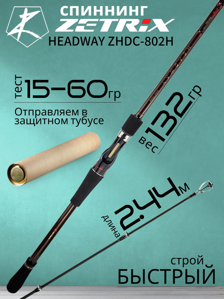 Спиннинг для рыбалки Zetrix HEADWAY ZHDC-802H (casting) 2.44м 15-60гр