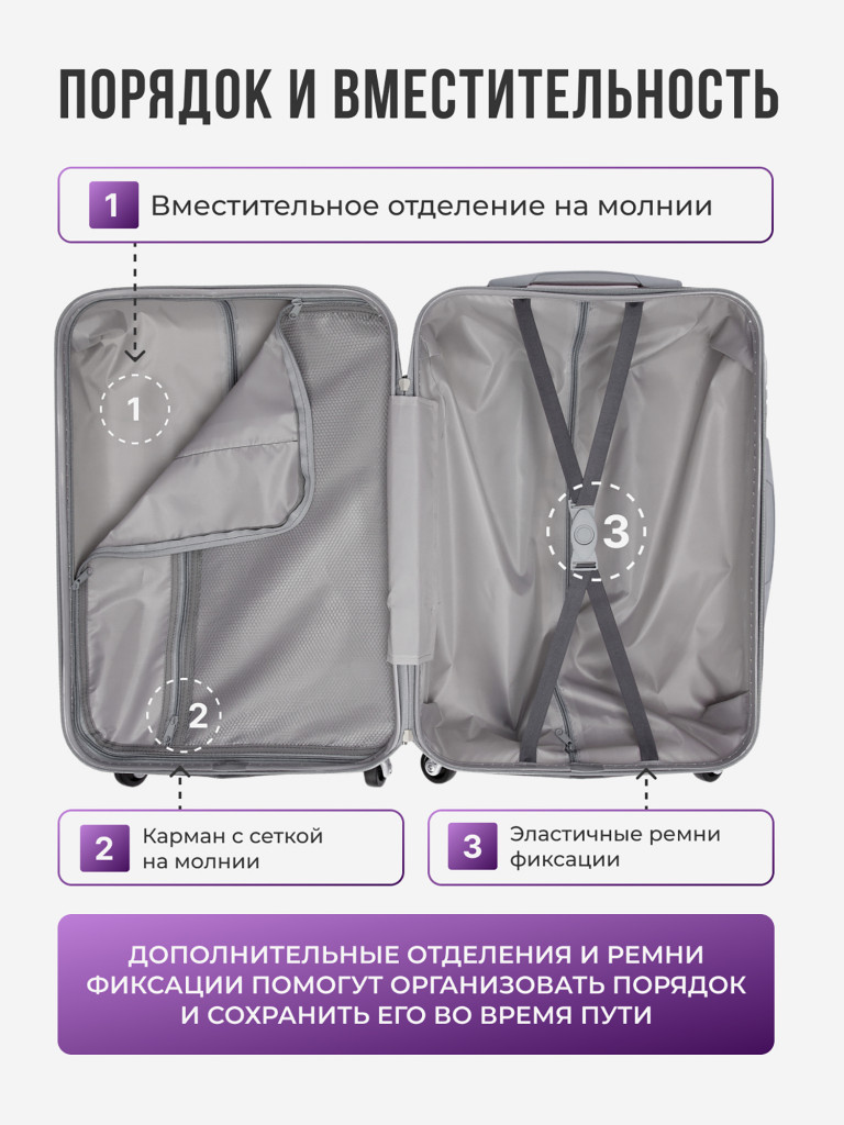 Чемодан Tevin s ручная кладь пластиковый неубиваемый