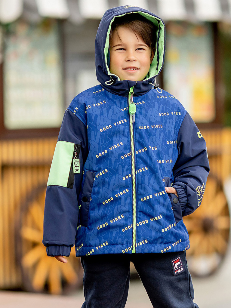 Куртка-бомбер для мальчика batik Вайбс принт синий