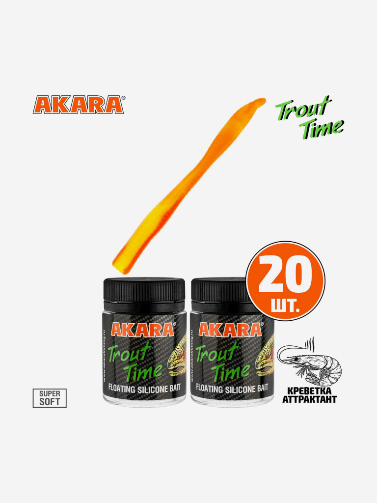 Силиконовая приманка Akara Trout Time WORM 3 Shrimp 461 (20 шт.)